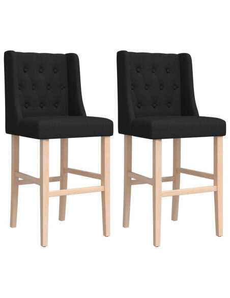 Chaise de bar campagne / chic en lot de 2 en bois massif d'hévéa et tissu Noir  {attributes} Chaise de bar campagne / chic en lot de 2 en bois massif d'hévéa et tissu Noir  {attributes}