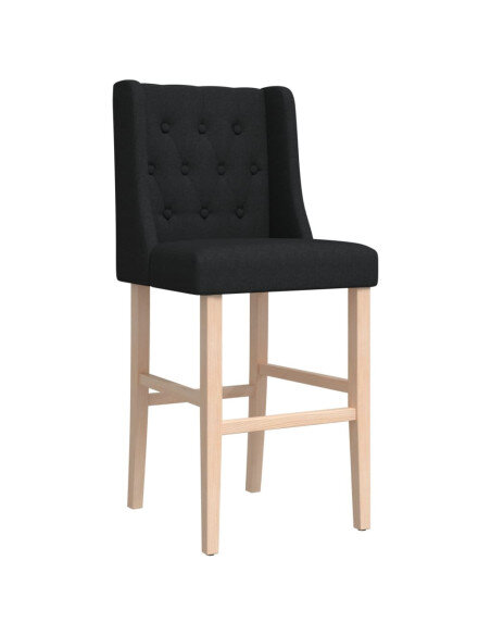 Chaise de bar campagne / chic en lot de 2 en bois massif d'hévéa et tissu Noir  {attributes} Chaise de bar campagne / chic en lot de 2 en bois massif d'hévéa et tissu Noir  {attributes}