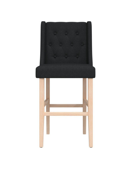 Chaise de bar campagne / chic en lot de 2 en bois massif d'hévéa et tissu Noir  {attributes} Chaise de bar campagne / chic en lot de 2 en bois massif d'hévéa et tissu Noir  {attributes}