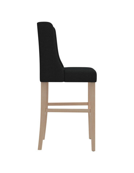 Chaise de bar campagne / chic en lot de 2 en bois massif d'hévéa et tissu Noir  {attributes} Chaise de bar campagne / chic en lot de 2 en bois massif d'hévéa et tissu Noir  {attributes}