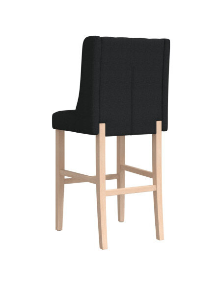Chaise de bar campagne / chic en lot de 2 en bois massif d'hévéa et tissu Noir  {attributes} Chaise de bar campagne / chic en lot de 2 en bois massif d'hévéa et tissu Noir  {attributes}