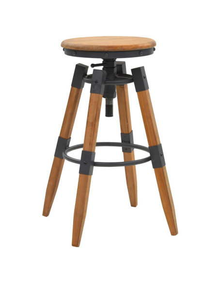 Tabourets de bar industriel en lot de 2 en bois de sapin Brun  {attributes}