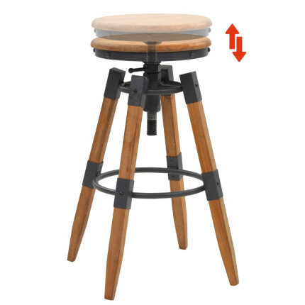 Tabourets de bar industriel en lot de 2 en bois de sapin Brun  {attributes}