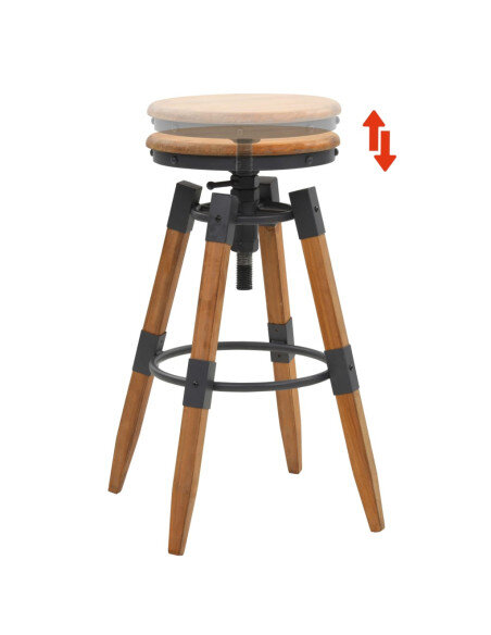 Tabourets de bar industriel en lot de 2 en bois de sapin Brun  {attributes}