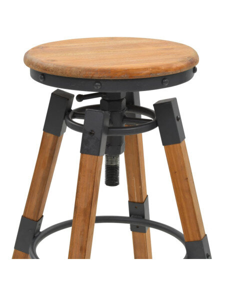 Tabourets de bar industriel en lot de 2 en bois de sapin Brun  {attributes}