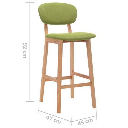 Tabourets de bar en lot de 2 en tissu Vert