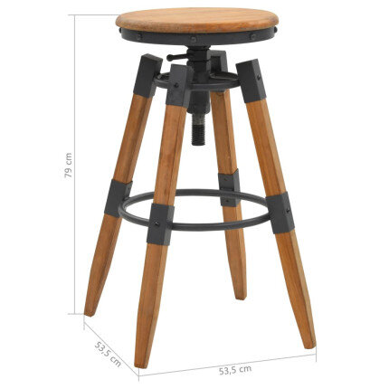 Tabourets de bar industriel en lot de 2 en bois de sapin Brun  {attributes}
