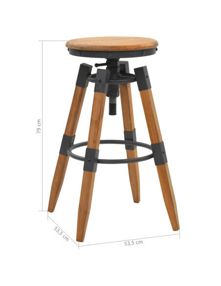 Tabourets de bar industriel en lot de 2 en bois de sapin Brun  {attributes}