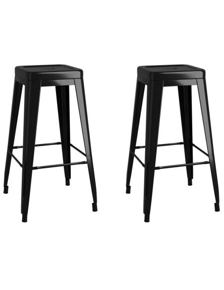 Tabourets de bar industriel en métal Noir empilables en lot de 2  {attributes}