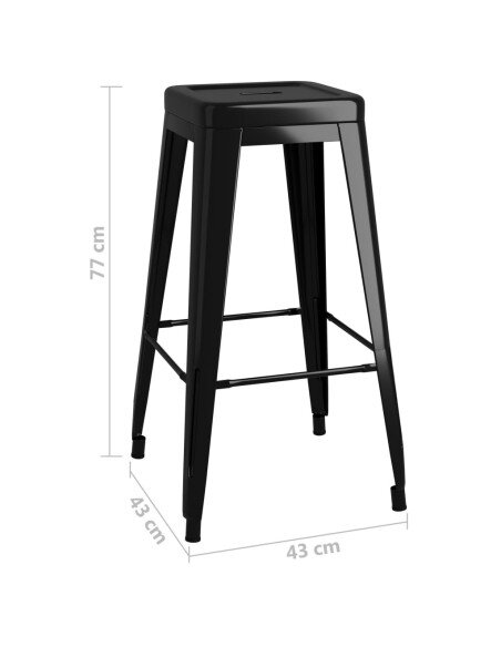 Tabourets de bar industriel en métal Noir empilables en lot de 2  {attributes}