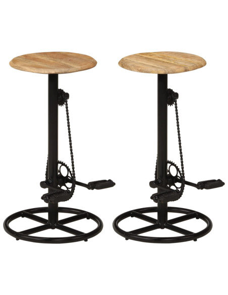 Chaise de bar industrielle en lot de 2 en bois de manguier Brun 38 x 38 x 76 cm {attributes} Chaise de bar industrielle en lot de 2 en bois de manguier Brun 38 x 38 x 76 cm {attributes}