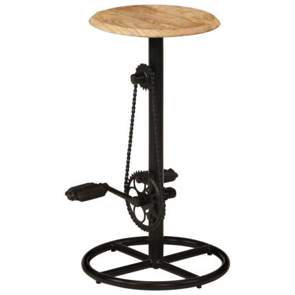 Chaise de bar industrielle en lot de 2 en bois de manguier Brun 38 x 38 x 76 cm {attributes}