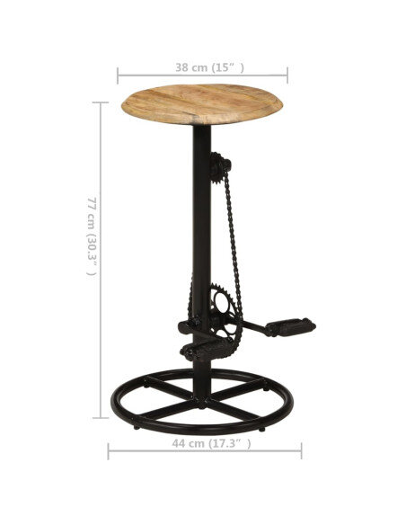 Chaise de bar industrielle en lot de 2 en bois de manguier Brun 38 x 38 x 76 cm {attributes} Chaise de bar industrielle en lot de 2 en bois de manguier Brun 38 x 38 x 76 cm {attributes}