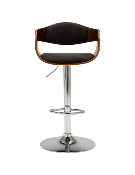 Tabouret de bar Rétro / Vintage en bois courbé et tissu Gris  {attributes}
