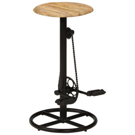 Chaise de bar industrielle en lot de 2 en bois de manguier Brun 38 x 38 x 76 cm {attributes}