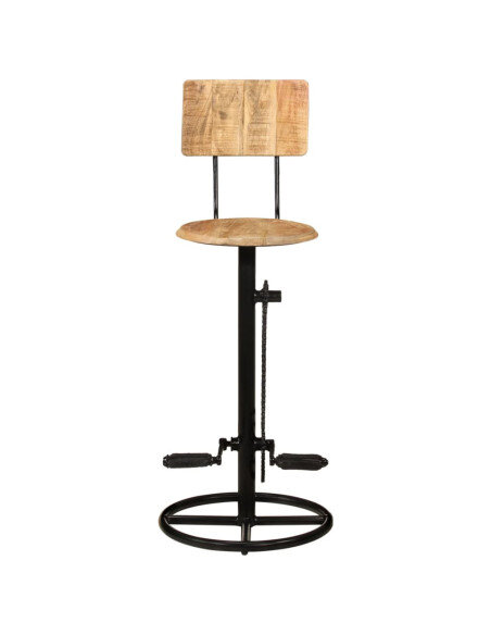 Tabourets de bar industriel en lot de 2 en bois de manguier massif Brun 44 x 44 x 112 cm {attributes}
