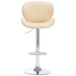 Tabouret de bar Rétro / Vintage en similicuir Crème  {attributes} 2