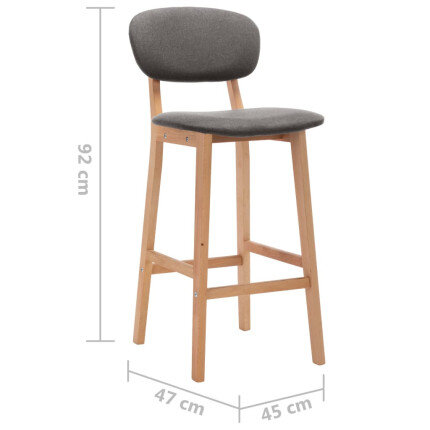Tabourets de bar en lot de 2 en tissu Gris