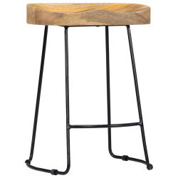 Tabourets de bar Industriel / Rétro - Vintage / Bohème en lot de 2 en bois de manguier Brun 46 x 38 x 52 cm {attributes} 2