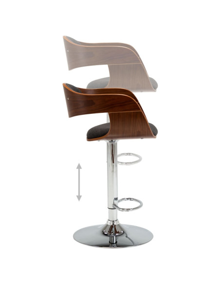 Tabouret de bar Rétro / Vintage en bois courbé et tissu Gris  {attributes}