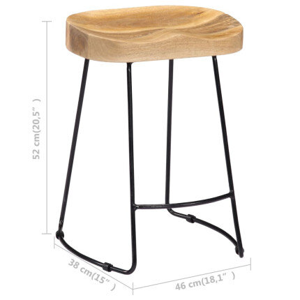 Tabourets de bar Industriel / Rétro - Vintage / Bohème en lot de 2 en bois de manguier Brun 46 x 38 x 52 cm {attributes}