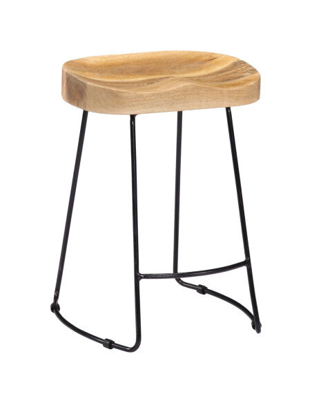 Tabourets de bar Industriel / Rétro - Vintage / Bohème en lot de 2 en bois de manguier Brun 46 x 38 x 52 cm {attributes} Tabourets de bar Industriel / Rétro - Vintage / Bohème en lot de 2 en bois de manguier Brun 46 x 38 x 52 cm {attributes}