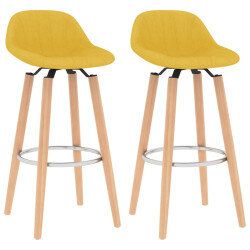 Tabourets de bar en lot de 2 en tissu Jaune