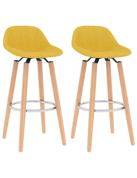 Tabourets de bar en lot de 2 en tissu Jaune  