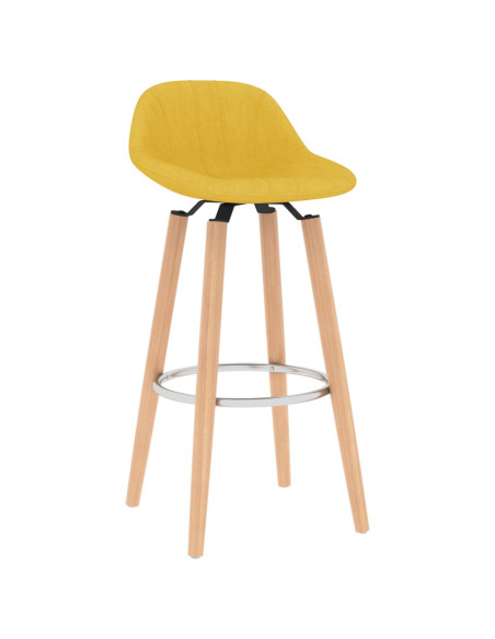 Tabourets de bar en lot de 2 en tissu Jaune  