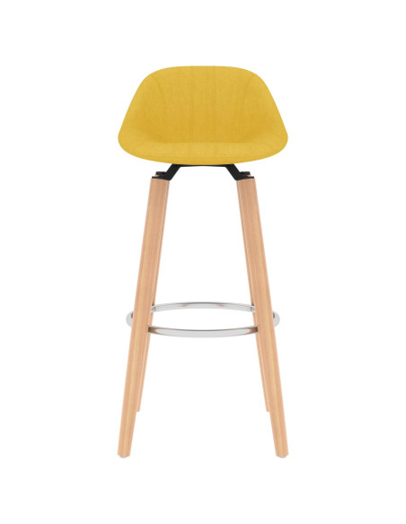Tabourets de bar en lot de 2 en tissu Jaune  