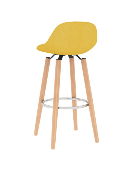 Tabourets de bar en lot de 2 en tissu Jaune  