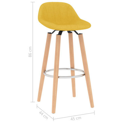 Tabourets de bar en lot de 2 en tissu Jaune