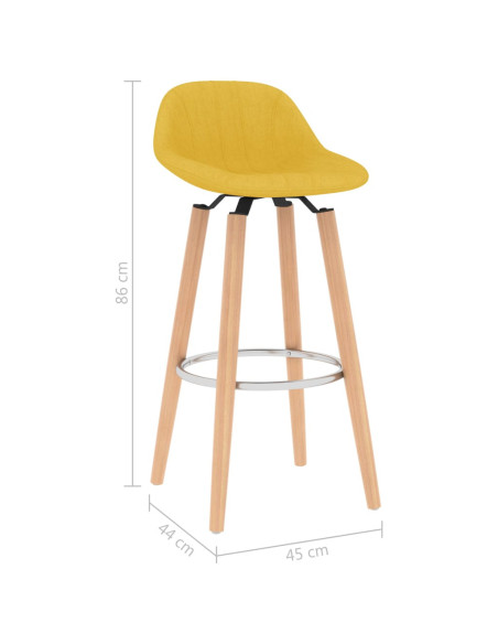 Tabourets de bar en lot de 2 en tissu Jaune  