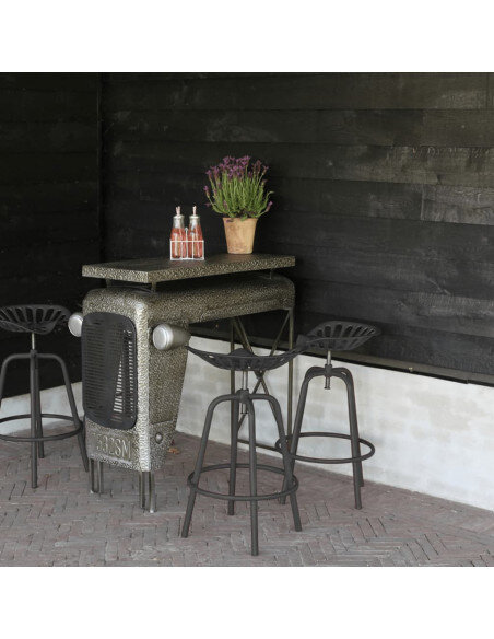 Chaise de bar industrielle tracteur Esschert Design en métal fonte et acier Gris  {attributes} Chaise de bar industrielle tracteur Esschert Design en métal fonte et acier Gris  {attributes}