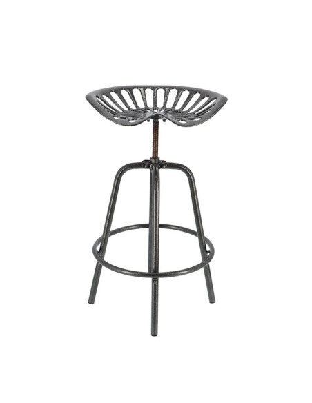 Chaise de bar industrielle tracteur Esschert Design en métal fonte et acier Gris  {attributes} Chaise de bar industrielle tracteur Esschert Design en métal fonte et acier Gris  {attributes}