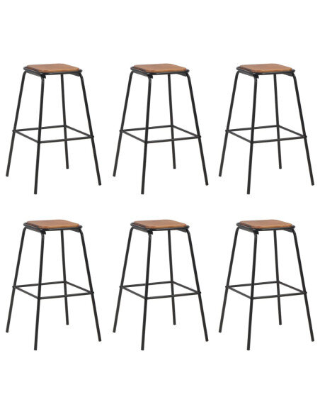 Lot 6 Tabourets de bar design écolier Bois et acier