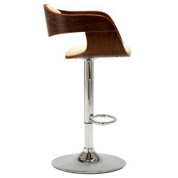 Tabouret de bar Rétro / Vintage en bois courbé et similicuir Crème  {attributes} 2
