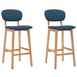 Tabourets de bar en lot de 2 en tissu Bleu