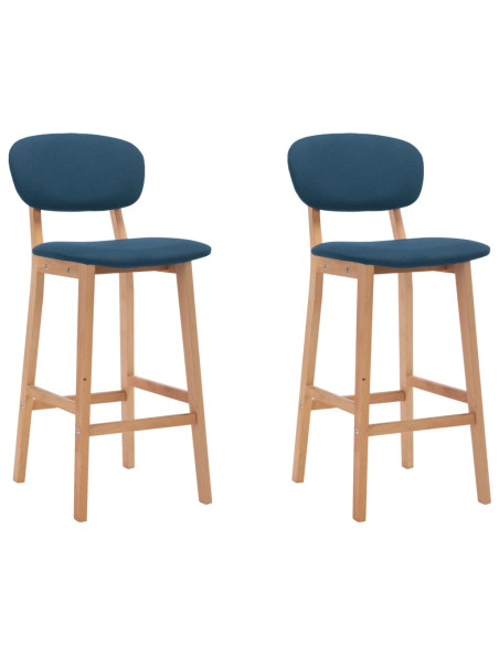 Tabourets de bar en lot de 2 en tissu Bleu  