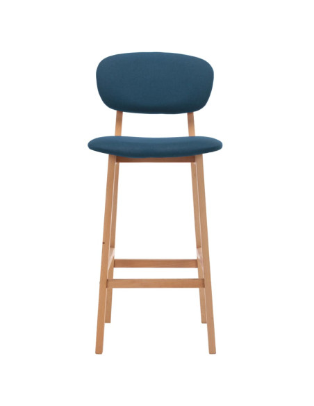 Tabourets de bar en lot de 2 en tissu Bleu  