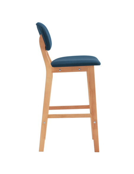 Tabourets de bar en lot de 2 en tissu Bleu  