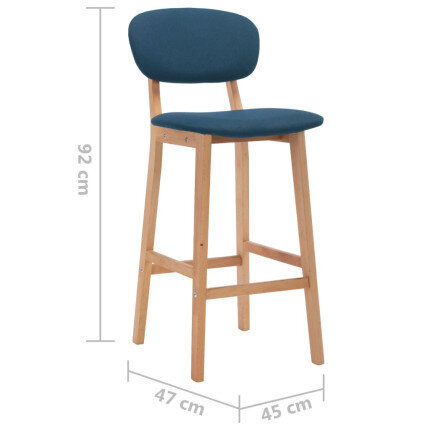 Tabourets de bar en lot de 2 en tissu Bleu