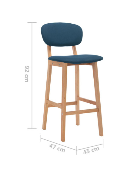 Tabourets de bar en lot de 2 en tissu Bleu  