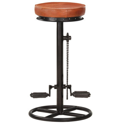 Tabourets de bar industriel en lot de 2 en cuir véritable Brun 44 x 44 x 75 cm {attributes}