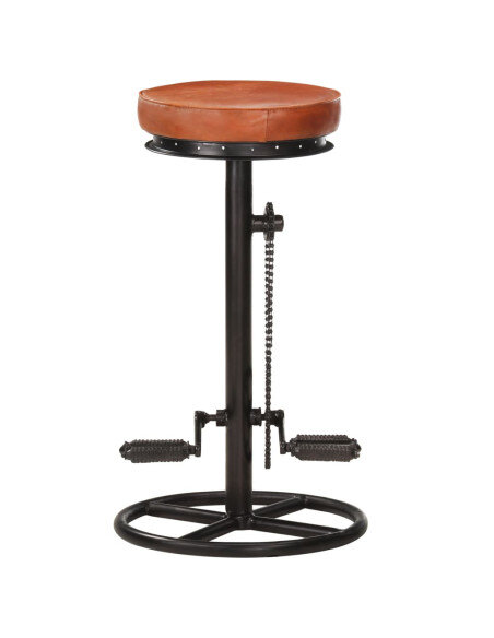 Tabourets de bar industriel en lot de 2 en cuir véritable Brun 44 x 44 x 75 cm {attributes}