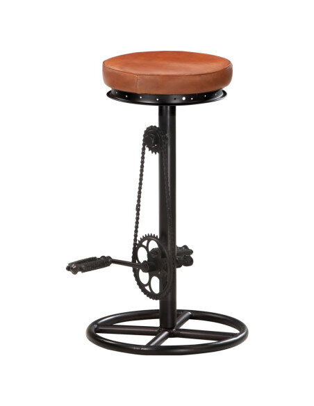 Tabourets de bar industriel en lot de 2 en cuir véritable Brun 44 x 44 x 75 cm {attributes}