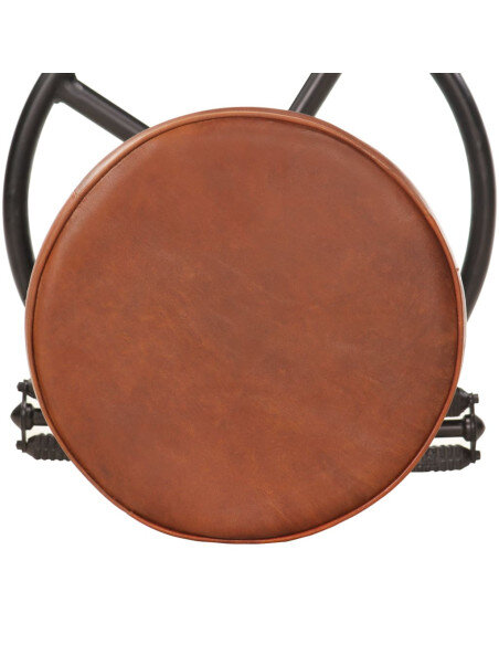 Tabourets de bar industriel en lot de 2 en cuir véritable Brun 44 x 44 x 75 cm {attributes}