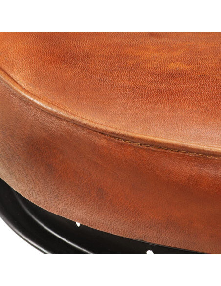 Tabourets de bar industriel en lot de 2 en cuir véritable Brun 44 x 44 x 75 cm {attributes}