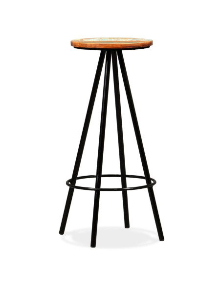 Tabourets de bar industriel en lot de 2 en bois massif de récupération Brun  {attributes}