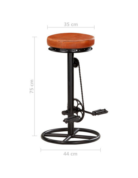 Tabourets de bar industriel en lot de 2 en cuir véritable Brun 44 x 44 x 75 cm {attributes}